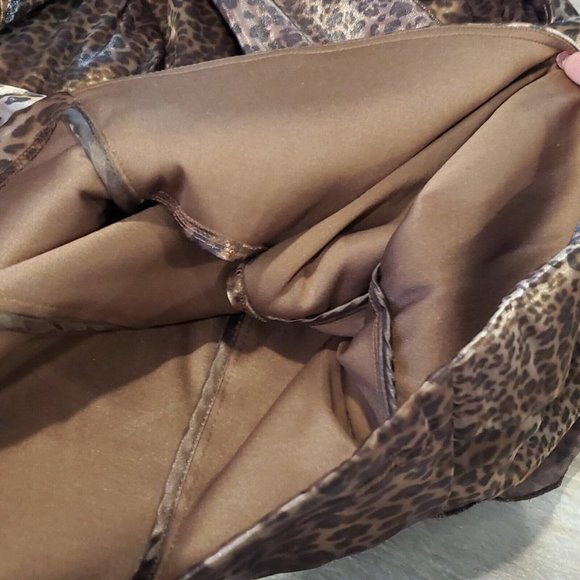Vintage 90s Leopard Print Satin Faux Wrap Blouse Long Sleeve Leopard Print Sz M - Picture 11 of 12